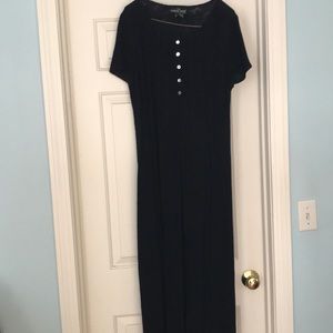 Carole Little maxi black dress with split front.